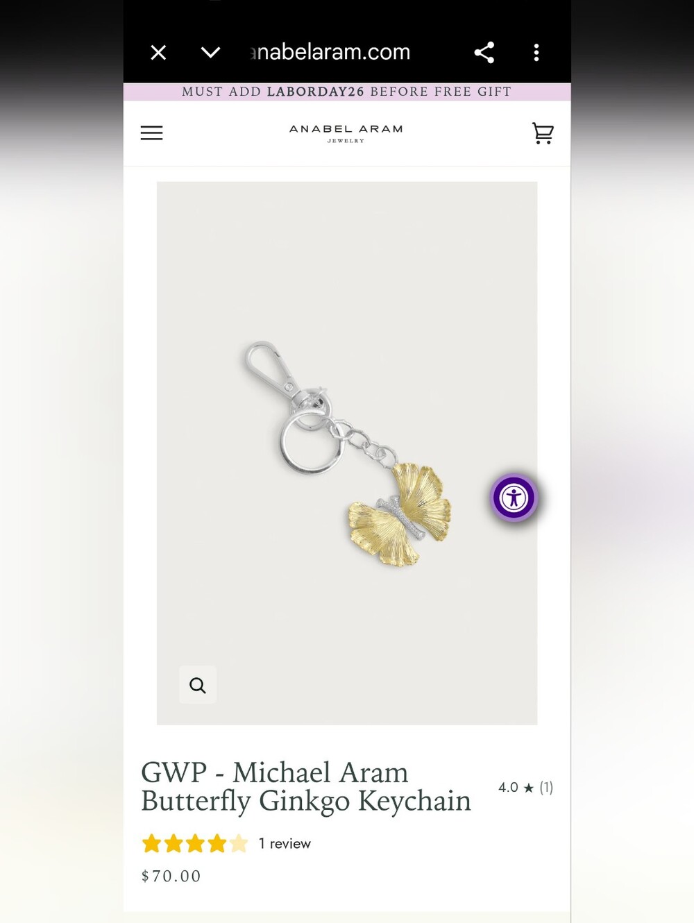 Michael Aram Butterfly Ginko Ketchain - Picture 9 of 11